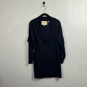 Thread Social Womens Navy Blue cowl Neck Sweater Dress Sz S Long Sleeve Wool